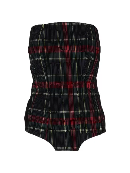 Top Shirtaporter în carouri cu imagine albastru