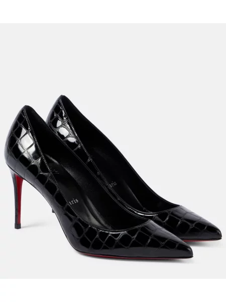 Кожени полуотворени обувки Christian Louboutin черно