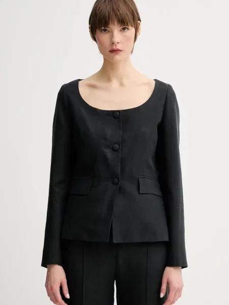 Remain blazer din amestec de in un singur rand de uni negru