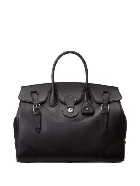 Geantă Ralph Lauren Collection din piele cu cataramă negru
