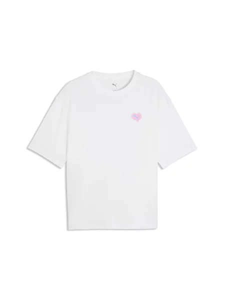 PUMA pudełkowa koszulka Wardrobe Essentials Flower Bouquet z grafiką Akcesoria S biały