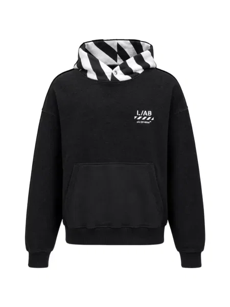 Hanorac cu glugă Off-white cu imagine alb