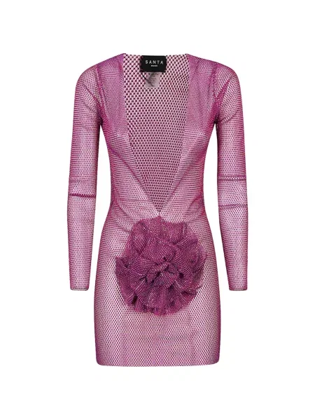 Sukienka mini Santa Brands w kwiatki z naszywkami różowa