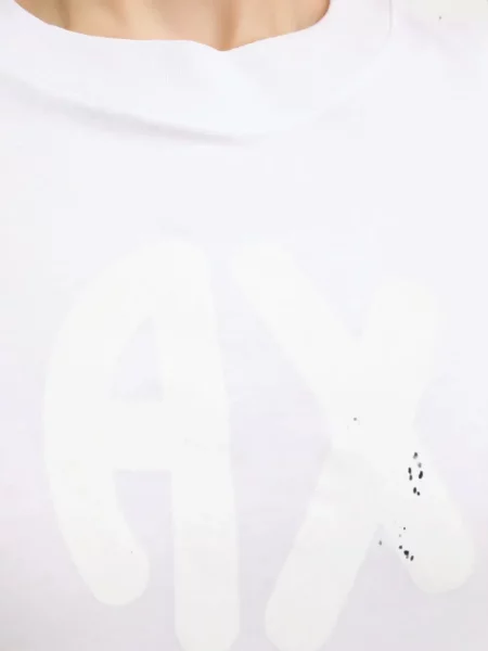 Scurt tricou Armani Exchange cu autograf alb