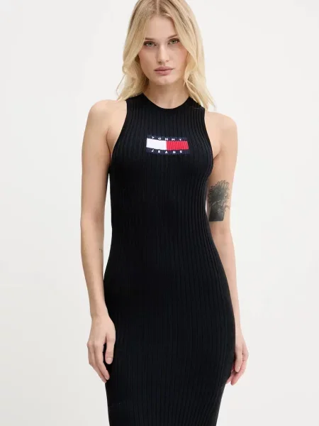 Tommy Jeans rochie maxi mulată negru