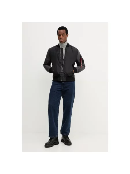 Haftowany kurtka bomber Alpha Industries czarny