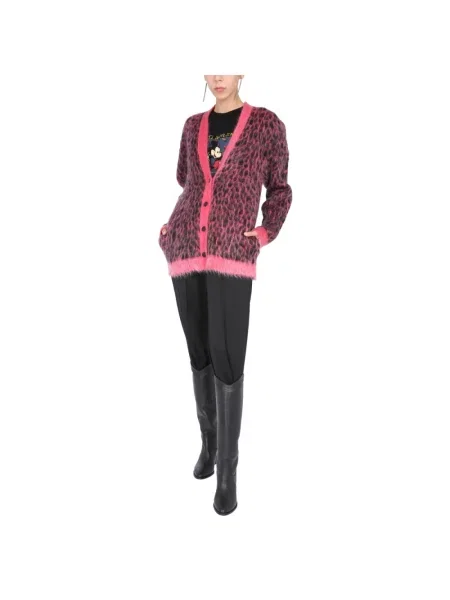 Sweter Saint Laurent skórzany różowy