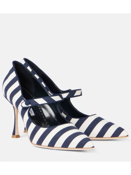 Pantofi cu toc Manolo Blahnik cu dungi albastru