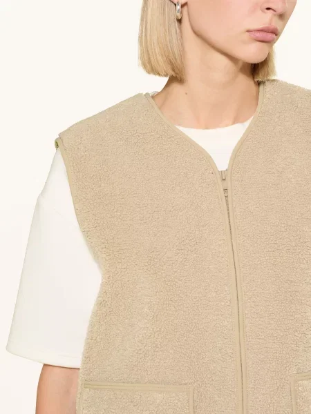 Tommy Hilfiger Kamizelka Z Futerkiem Pluszowym beige beżowa