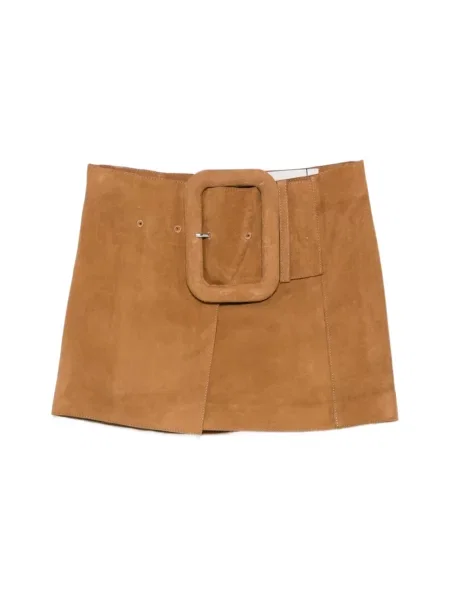 Spódnica skórzana Ami Paris dzwony brązowa