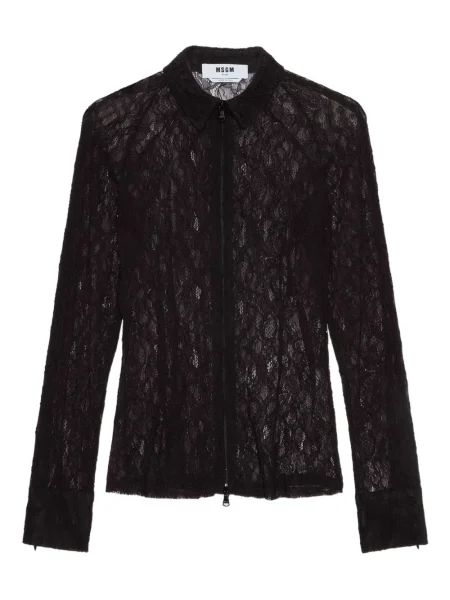 Cămașă Msgm cu model floral din dantelă negru