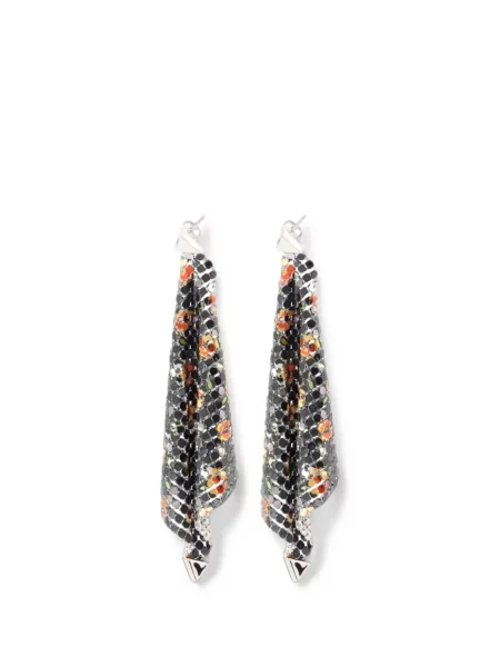 Cercei Rabanne cu model floral cu imagine negru