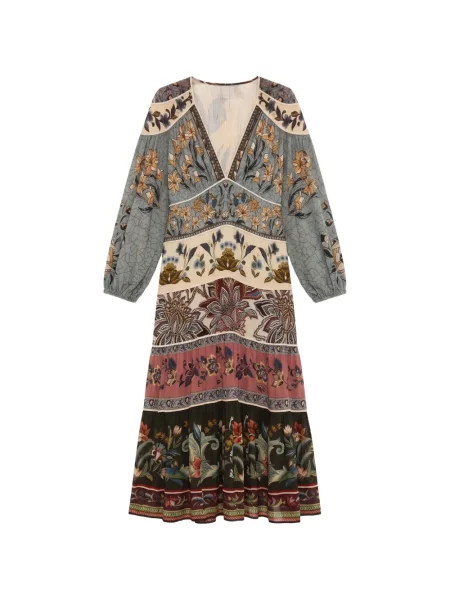 Lung rochie maxi Farm Rio cu mâneci lungi albastru