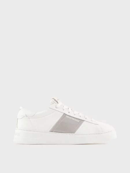 Кросівки Emporio Armani білий/сірий шкіра/поліестер білі