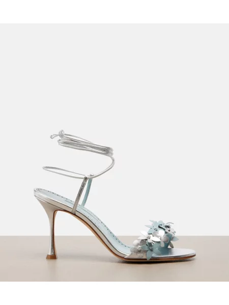 Sandale Manolo Blahnik din piele cu model floral