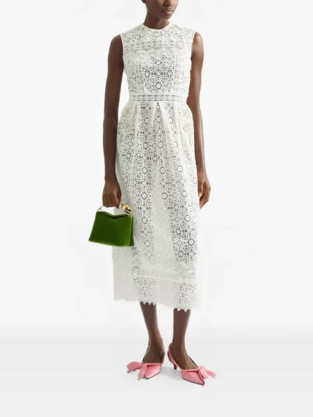 Rochie midi Erdem din dantelă până la genunchi de costum alb