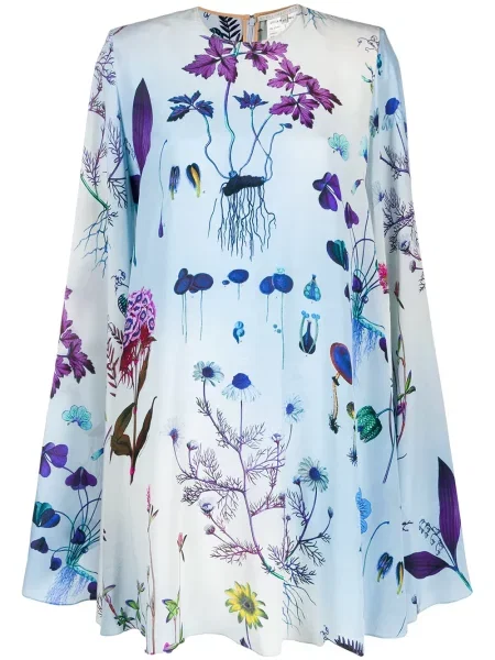 Rochie Stella Mccartney cu model floral cu imagine de costum albastru