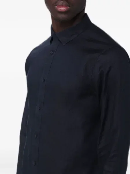 Λινό πουκάμισο Emporio Armani μπλε
