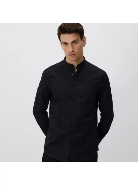 Reserved Košile slim fit s vysokým podílem bavlny černý