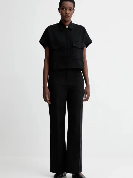 Sessun spodnie proste high waist czarny