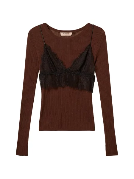 Top Twinset de mătase maro