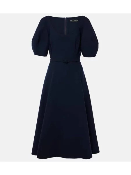 Volnena midi obleka Oscar De La Renta modra