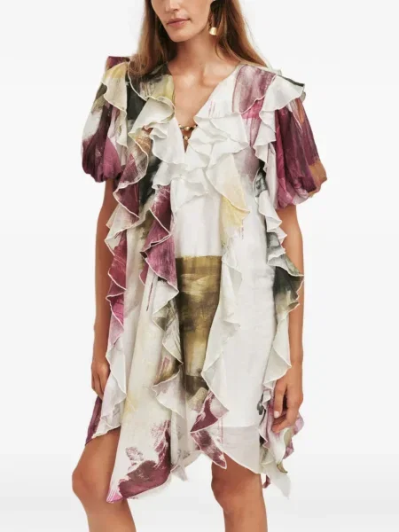 Rochie mini Aje cu volane de costum mini alb