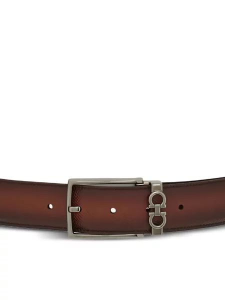 Curea Ferragamo cu cataramă reversibilă maro