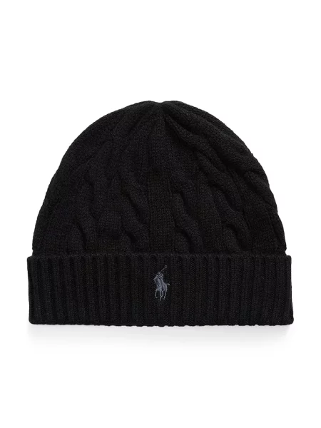 Polo Ralph Lauren căciulă pentru bărbați din lână negru
