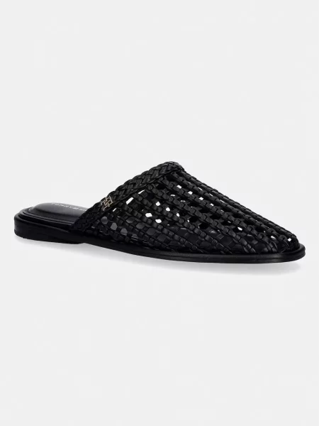 Papuci tip mules Tommy Hilfiger negru