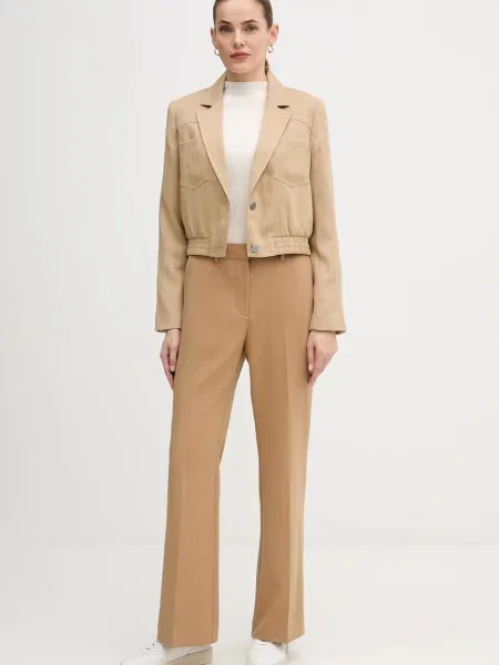 Dkny kurtka WOVEN JACKET przejściowa beżowy