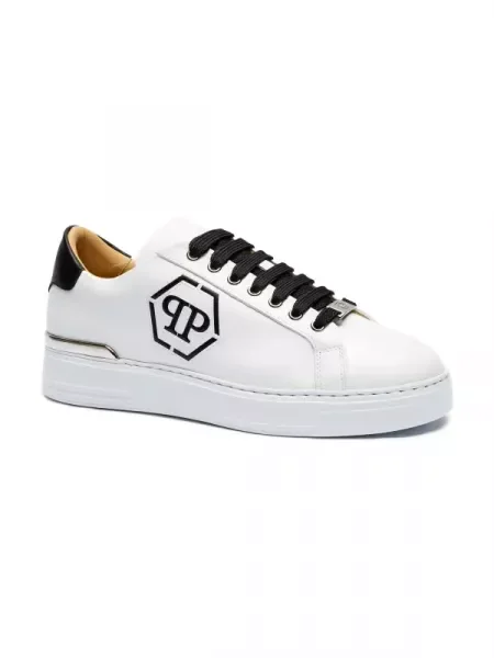 Philipp Plein De piele sneakers SAES alb