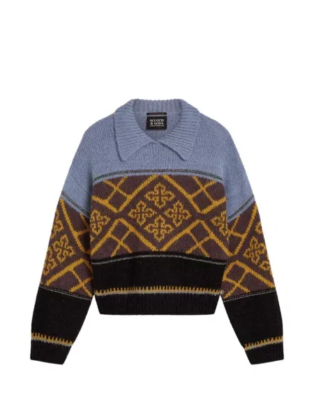 Gulerat pulover Scotch & Soda din jacard maro