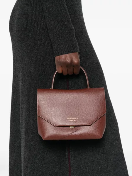 Geantă shopper Emporio Armani din piele maro