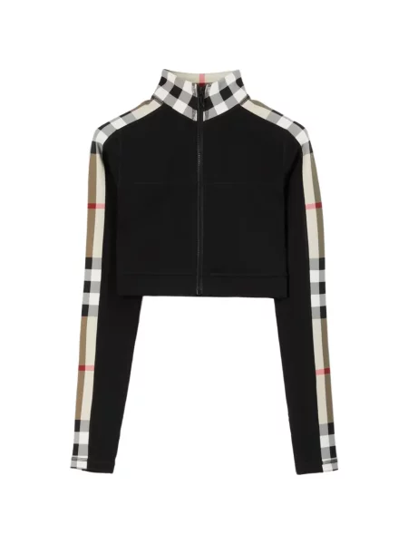 Ošišano top Burberry karirani od jersey crna