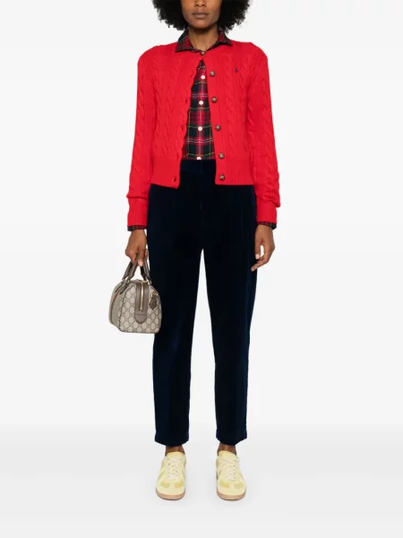 Bluza Polo Ralph Lauren z nadrukiem w kratkę dwurzędowa niebieska