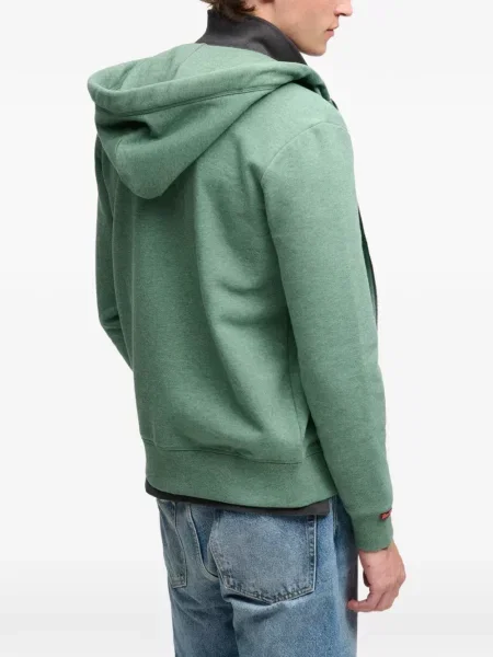 Hanorac cu glugă Superdry cu autograf verde