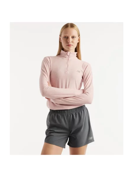 Koszulka z długim rękawem New Balance Space Dye Zip XS różowa