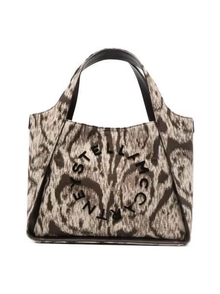Shopperka Stella Mccartney skórzana z logo brązowa