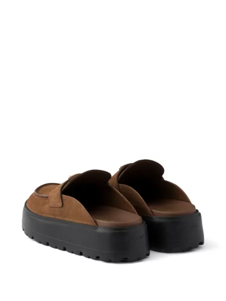 Papuci tip mules Prada din nubuc maro