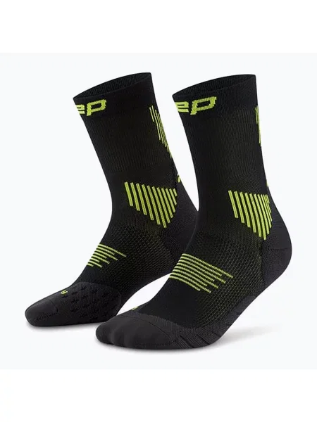 Kompresní ponožky CEP Run Mid Cut black/lime černé