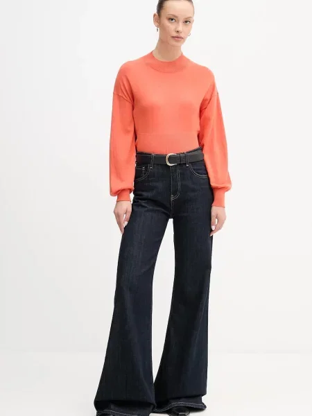 Светр із додаванням вовни United Colors of Benetton легкий півгольф помаранчевий