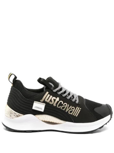 Sneakerși Just Cavalli cu șireturi cu imagine din dantelă negru