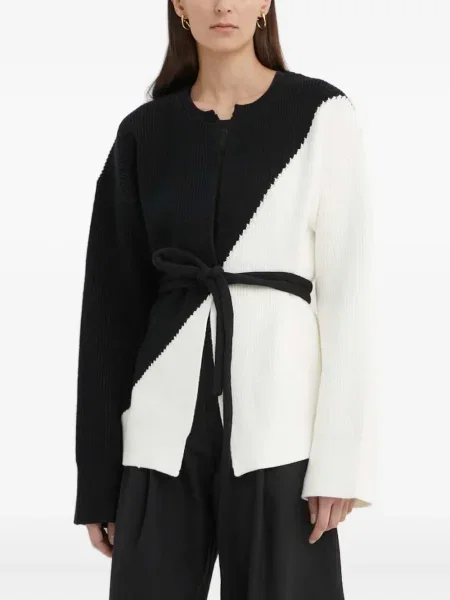 Dzianinowy kardigan áeron prążkowany czarny