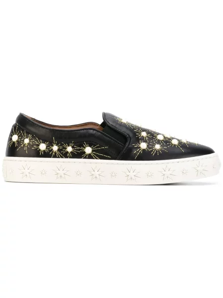 Chiloți Aquazzura cu perle slip-on negru
