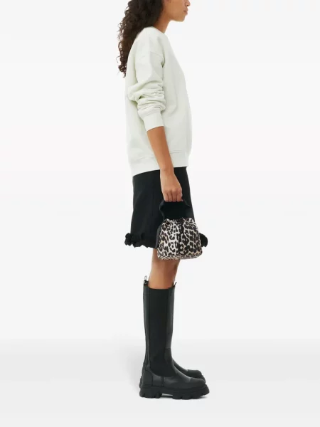 Geantă shopper Ganni cu imagine cu model leopard negru