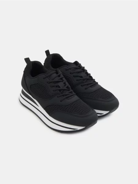 Кросівки з сіткою на високій підошві чорний