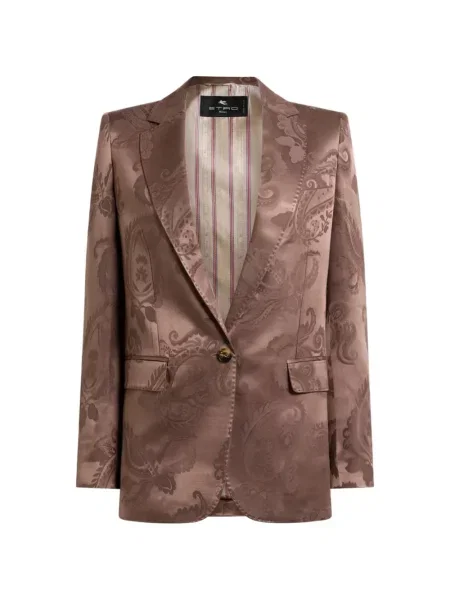 Geacă Etro cu model floral din jacard maro