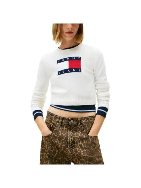 Tommy Jeans Pulover albastru marin / roșu alb