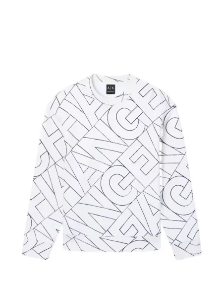 Hanorac crewneck Armani Exchange cu imagine cu decolteu rotund alb